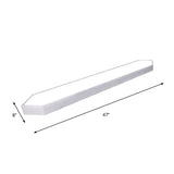 Contemporary Led Metal Strip Flush Mount Lighting - White/Black/Silver 4’/8’ Wide 3 Light Options