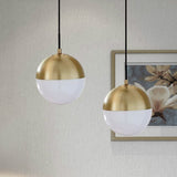 Modernist Black/Gold Sphere Pendant Lamp With Opal Glass - Ideal For Kitchen Ceiling Lighting