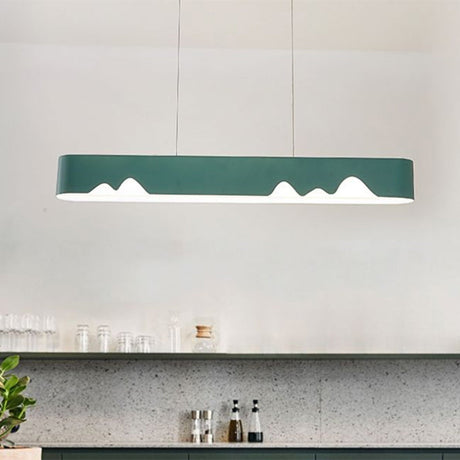 Modern Led Rectangular Linear Chandelier With Metal Hanging Ceiling Light (White/Black/Green) -