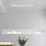 Modern Led Rectangular Linear Chandelier With Metal Hanging Ceiling Light (White/Black/Green) -