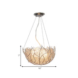 Contemporary Nest Metal Chandelier With 2 White Glass Ball Shade Lights - 16/19.5 Wide