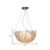 Contemporary Nest Metal Chandelier With 2 White Glass Ball Shade Lights - 16/19.5 Wide
