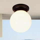 Industrial Black/Clear Glass Flush Mount Lighting Fixture 6/6.5 Wide