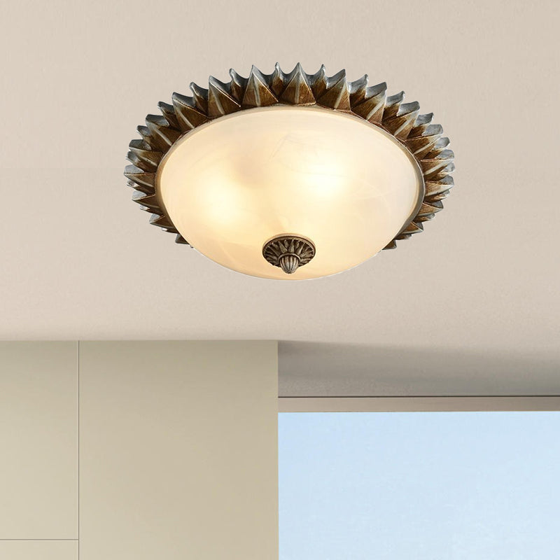 Vintage Black Sunburst Ceiling Light With Opal Glass For Living Room - 9/15 Wide