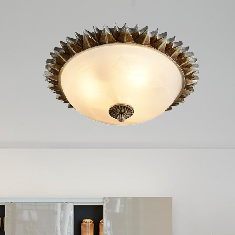 Vintage Black Sunburst Ceiling Light With Opal Glass For Living Room - 9/15 Wide