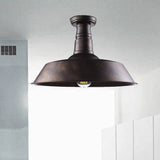 Vintage Iron Barn Dining Room Ceiling Light Fixture - 1 Black/White Semi Flush 10 14 Or 18 Diameter