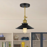 Vintage Black Metallic Semi-Flush Ceiling Light With Conical Bulb For Dining Room