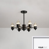 Vintage Black Glass Chandelier: Clear Candle Pendant Lighting For Bedroom 3/6/8-Light