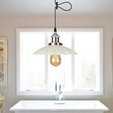 Scalloped Pendant Lighting - Loft Style | Metal Hanging Light Fixture In Rust/Chrome Finish Perfect