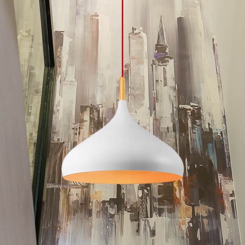 Dome Metallic Pendant Ceiling Lamp - Elegant 1 Head Hanging Light For Dining Room 12.5 Or 16.5 Width