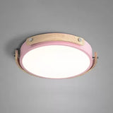 Stylish Round Ceiling Mount Study Room Light With Acrylic Macaron Undertint Pink / 13