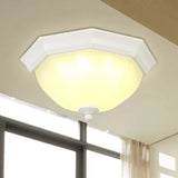 Modern White Glass Fluted Ceiling Mount Light For Porch