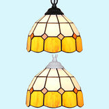 Tiffany-Style Black/White Glass Bowl Pendant Lamp - Handcrafted Suspended Ceiling Light