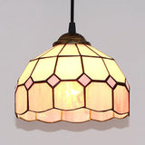 Stained Glass Tiffany-Style Hemisphere Pendant Light With Colorful Bulbs - Ceiling Suspension Lamp