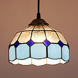 Stained Glass Tiffany-Style Hemisphere Pendant Light With Colorful Bulbs - Ceiling Suspension Lamp