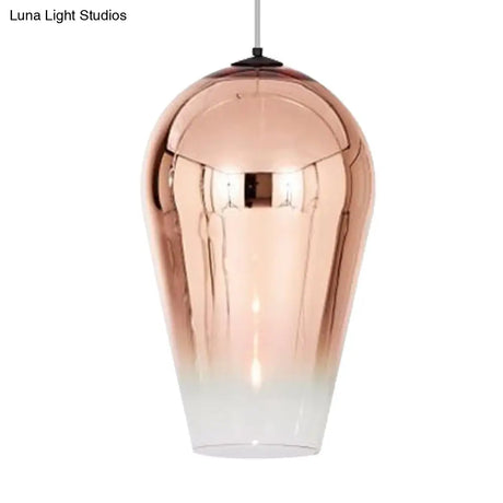 7/8’ Wide Cannon Pendant Light - Modern Glass 1 Chrome/Gold/Rose Gold Hanging Fixture