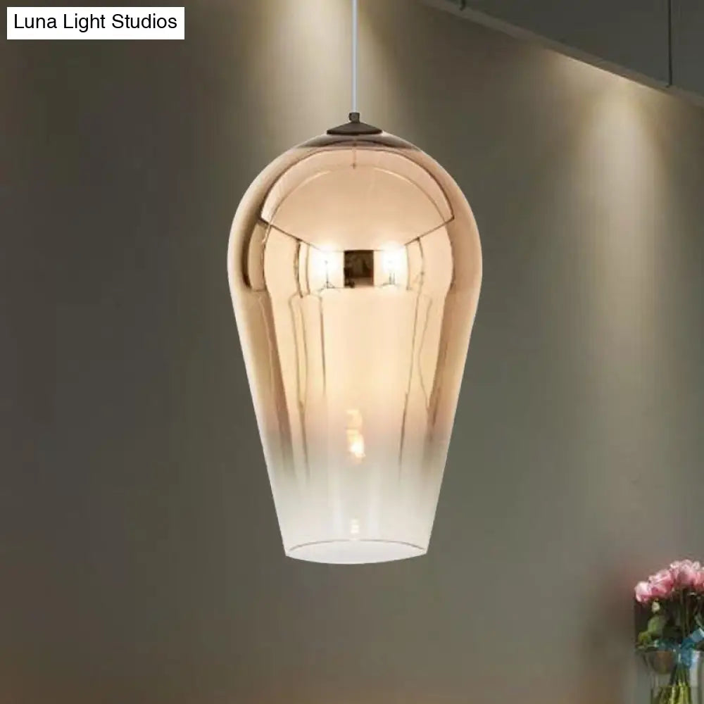 7/8’ Wide Cannon Pendant Light - Modern Glass 1 Chrome/Gold/Rose Gold Hanging Fixture
