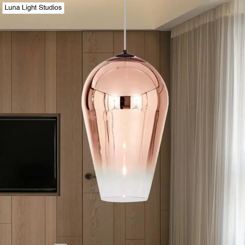 7/8’ Wide Cannon Pendant Light - Modern Glass 1 Chrome/Gold/Rose Gold Hanging Fixture