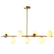 7-Light Modern Gold Metal Island Pendant With Spherical White Glass - Ideal For Dining Table