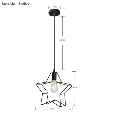 7 Type Modern Black Cage Pendant Lights Iron Minimalist Nordic Pyramid Lamp 8011