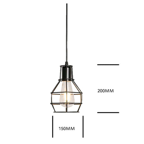 7 Type Modern Black Cage Pendant Lights Iron Minimalist Nordic Pyramid Lamp