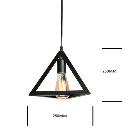 7 Type Modern Black Cage Pendant Lights Iron Minimalist Nordic Pyramid Lamp