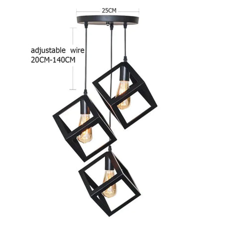 7 Type Modern Black Cage Pendant Lights Iron Minimalist Nordic Pyramid Lamp 8018 Pendant