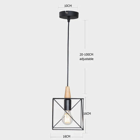 7 Type Modern Black Cage Pendant Lights Iron Minimalist Nordic Pyramid Lamp