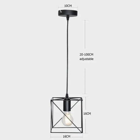 7 Type Modern Black Cage Pendant Lights Iron Minimalist Nordic Pyramid Lamp 8022 Pendant