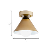 Modern Metallic Flushmount Ceiling Light With Conical Design - 1-Light Gold Finish