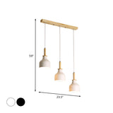 Modern Nordic 3-Light Urn Cluster Pendant With White/Black Finish: Elegant Iron Hanging Light Linear
