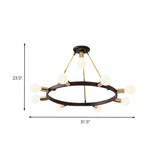 Minimalist Black And Gold Metal Loop Chandelier Pendant Light - 7/9 Heads Bedroom Ceiling Lamp