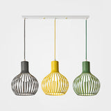 Industrial Dining Room Hanging Light With Metal Dome Shade In Grey/Pink - Set Of 3 Bulbs