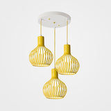 Industrial Dining Room Hanging Light With Metal Dome Shade In Grey/Pink - Set Of 3 Bulbs Yellow /