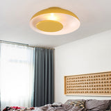 Kids Macaron Barn Ceiling Light - Flush Mount Metallic Finish For Child Bedroom