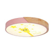 Giraffe Themed Acrylic Flush Ceiling Light For Kid’s Bedroom Pink / 12’ A