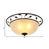 Classic 3-Light Semi-Flush Metal Ceiling Lamp With White Glass Shade For Living Room