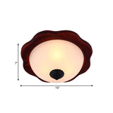 Frosted Glass Brown Flush Light Fixture - 16’/19’ W 3 Heads Rural Mount Recessed Lighting With