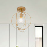 Metallic Rings Semi Flush Light - Retro Stylish Corridor Lighting (Black/Gold)
