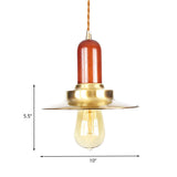Industrial Gold Pendant Light - Stylish Flat Bulb Shape Ceiling Fixture