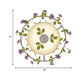 Pastoral Style 2-Head White Glass Flush Mount Ceiling Lamp With Bloom Decoration