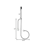 Opal Glass Modo Pendant Chandelier With Led - 2 Bulbs Curved Arm Frosted Black Finish