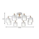 Modern Beige Flush Mount With 8 Clear & White Glass Heads