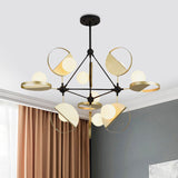Black And Gold Triangle Frame Led Ceiling Lamp - Post-Modern Style (9 Heads) Black-Gold