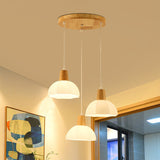 Modern Beige Multi-Lamp Pendant Light Fixture With White Glass Shade - Perfect For Dining Room