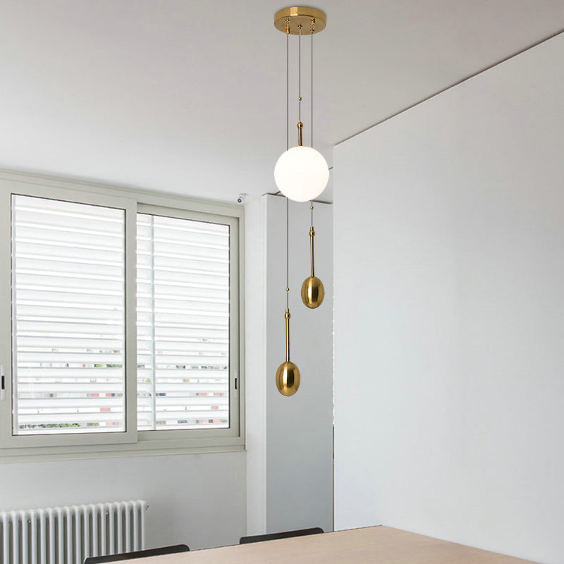 Opal Glass Ball Bedside Pendant Light - Modernist Ceiling Lamp With Gold Modo Deco 1 Fixture