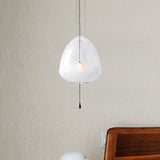 Simple 1-Head Elliptical Bedside Pendant Lamp With Clear Frosted Glass - Ceiling Suspension Lighting