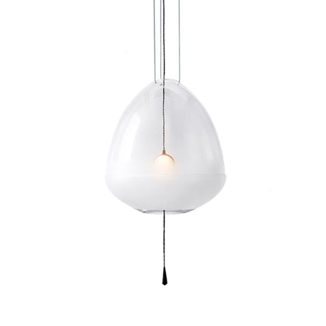Simple 1-Head Elliptical Bedside Pendant Lamp With Clear Frosted Glass - Ceiling Suspension Lighting