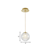 Modern Brass Pumpkin Ball Pendant Lamp With Clear Glass For Bedside Lighting