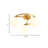 Modern Gold Semi Flushmount Led Lamp With Cream Glass & Moon Design - 3/6/8-Light Flush Mount